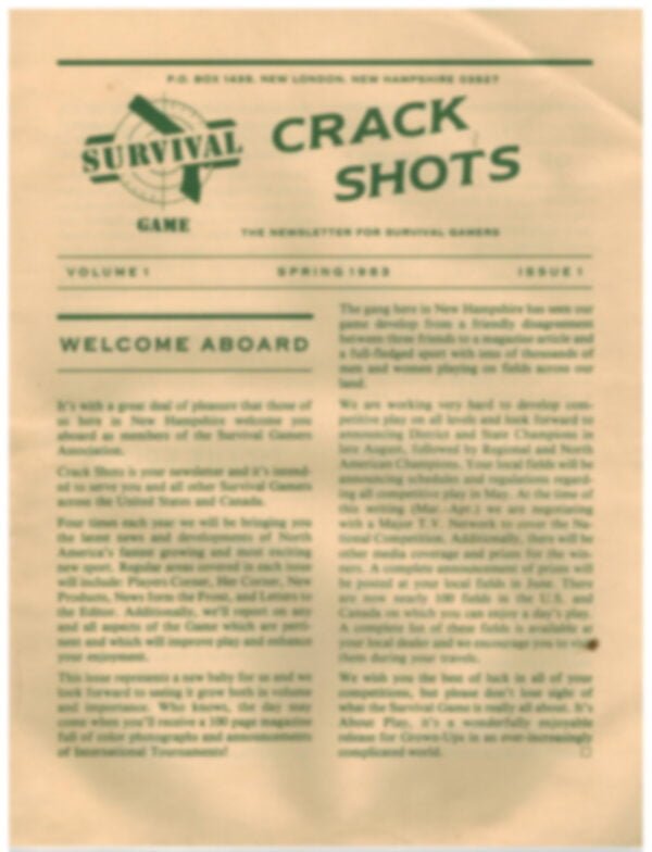 1983 - National Survival Game's (NSG) First Dealer Newsletter