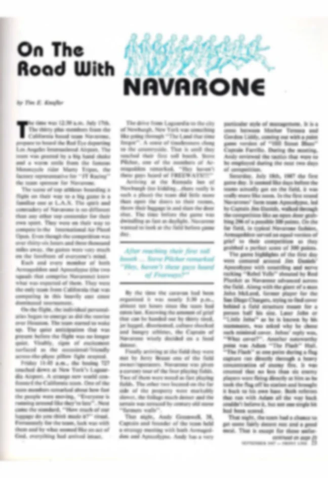 On The Road With Navarone Front Line Magazine Article 1987